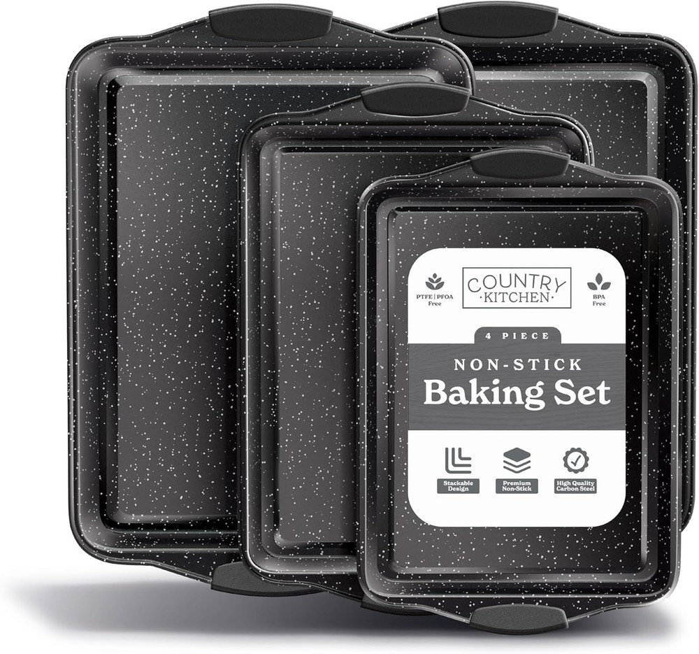 Nonstick Stackable Bakeware Set Durable Easy Release Baking Set Black 10 Pcs