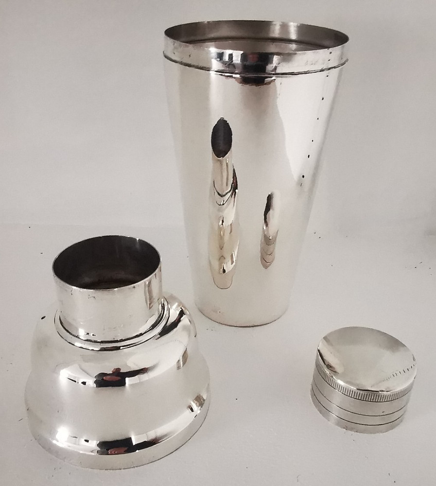 Fine Antique Solid Silver 3pc Cocktail Shaker - Mauser C.1899.