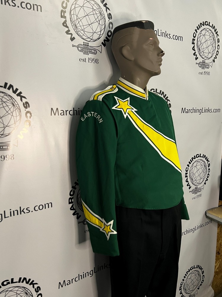 Green, Yellow & White Marching Band Jacket Size 37 Regular - Authentic