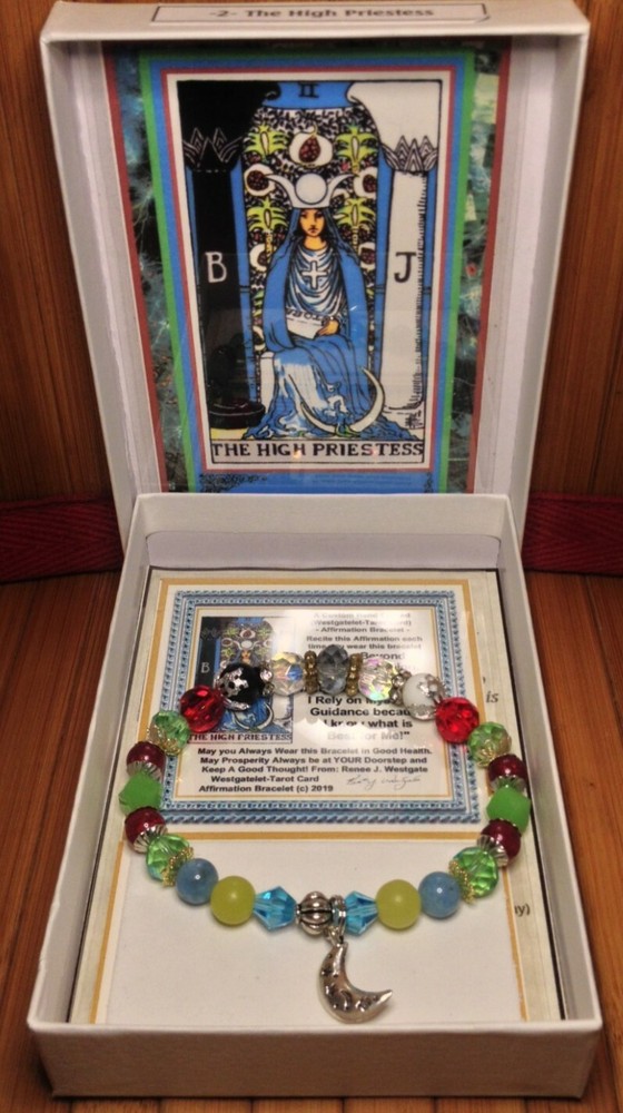 The High Priestess Tarot Card Affirmation Bracelet by Westgatelet Bracelets