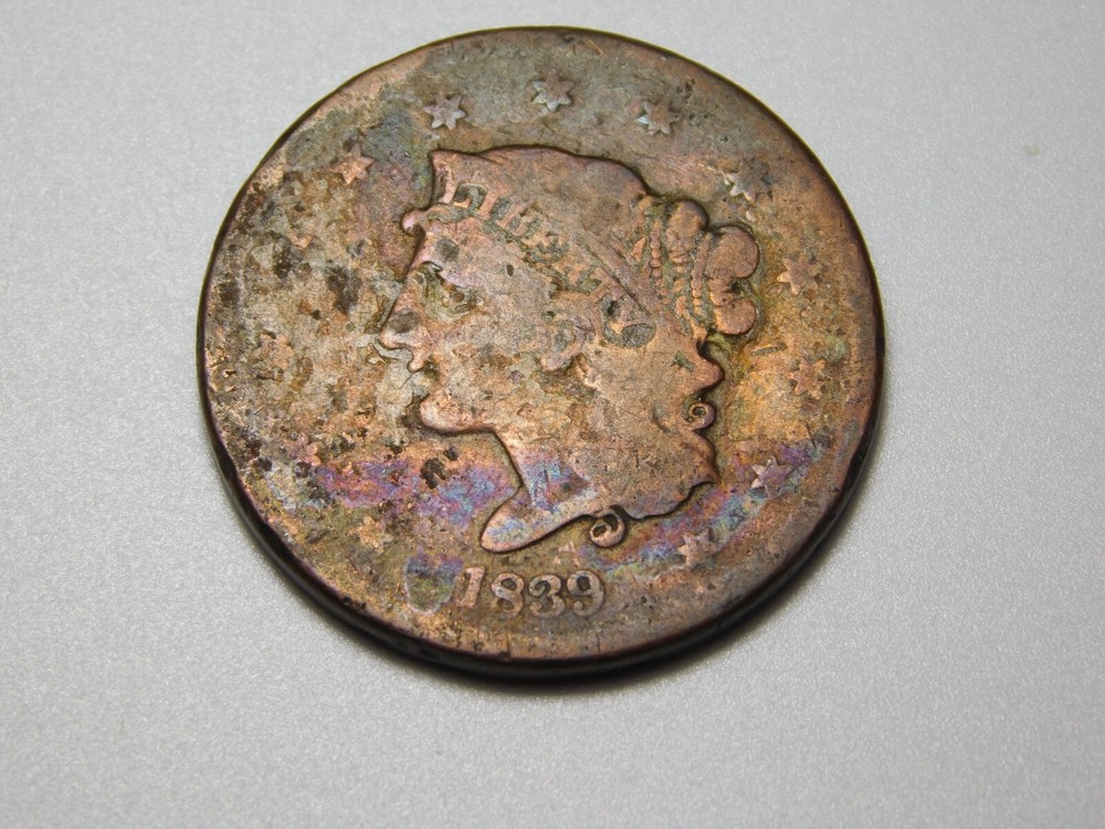 US COINS 1839 CORONET HEAD LARGE CENT