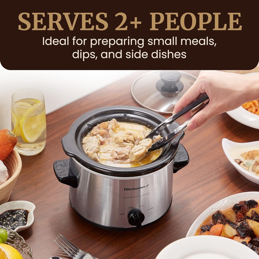 Stylish 1.5 Quart Slow Cooker with Adjustable Temperature & Cool-Touch Handles