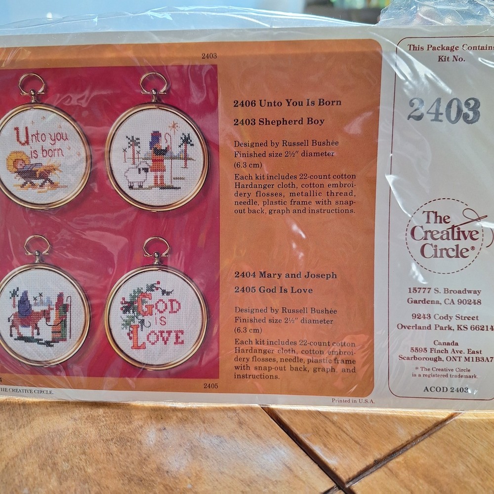 Vintage Cross Stitch Kit Creative Circle Shepherd Boy #2403 Wall Decor Ornament