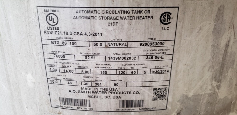 WATER HEATER COMMERCIAL TYPE