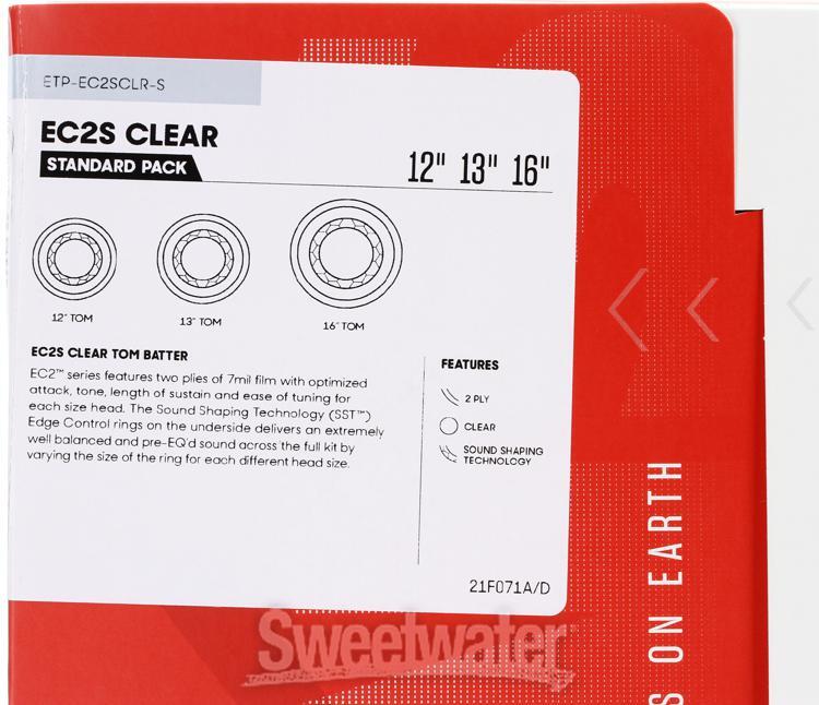 Evans EC2 Clear Tom Pack - 12", 13", and 16" Heads