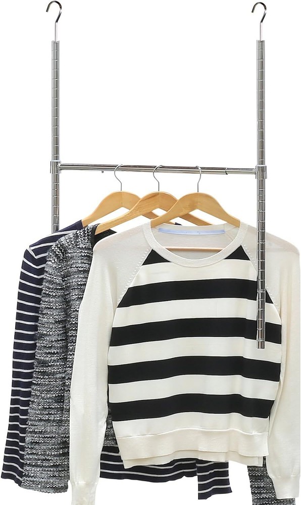 Simple Houseware Adjustable Closet Hanging Rod, Chrome 1 Pack,