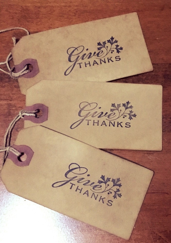 SET of 3 Medium Primitive Autumn Give Thanks Hang Tags