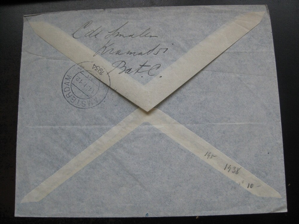 NETHERLANDS 1934 scarce airmail cover w/ "Postjager" cancel!