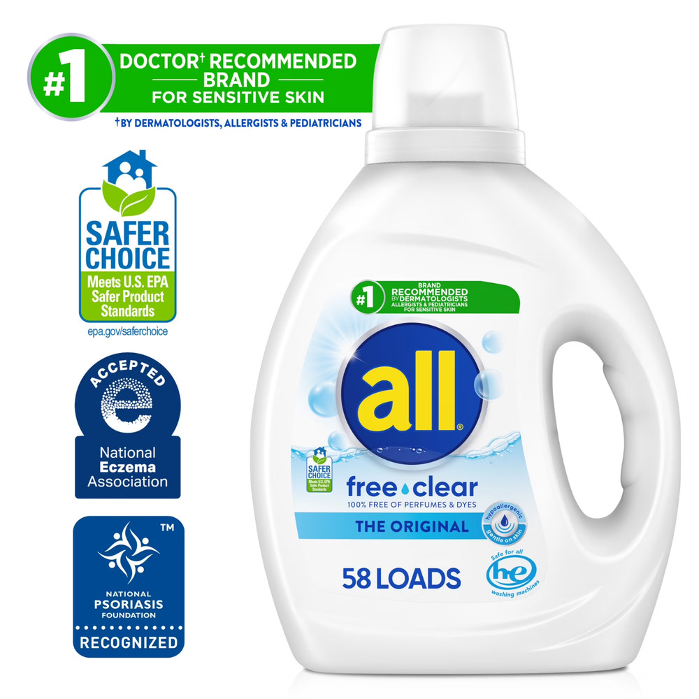 all Free Clear Liquid Laundry Detergent, 73 oz, 58 Loads