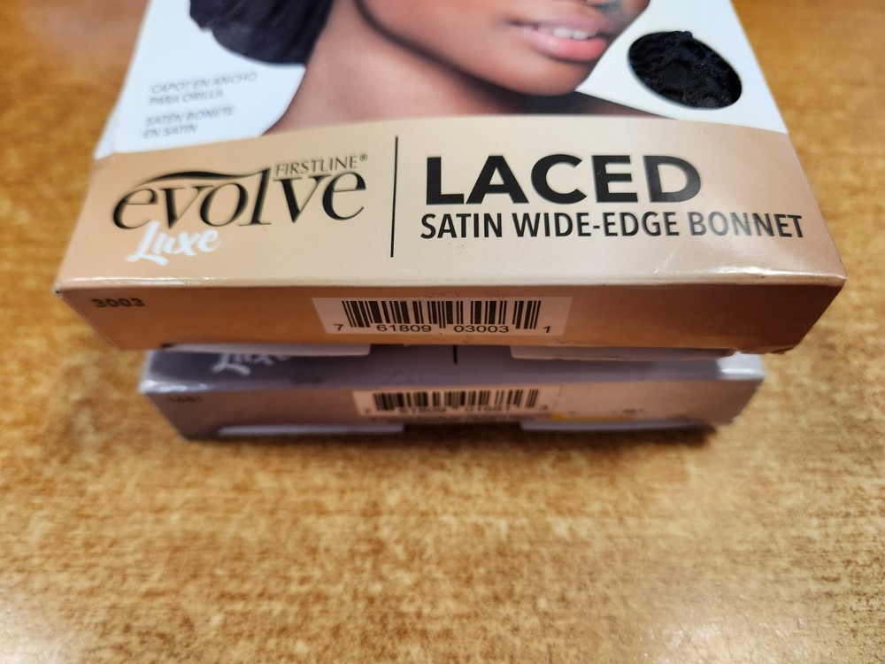 2 Pk: Firstline evolve Luxe Satin Braid Bonnet & Laced Wide-Edge Bonnet - E5C