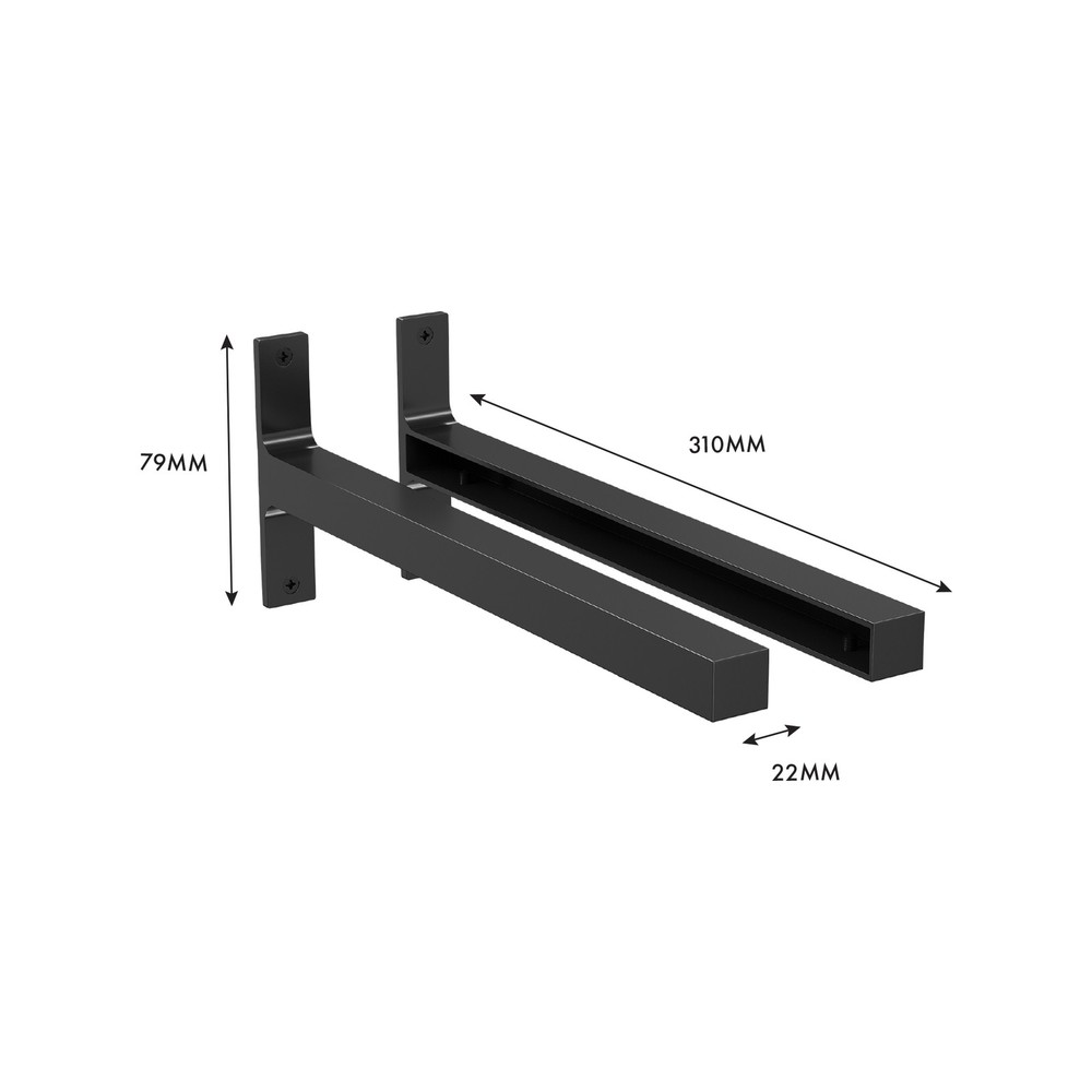 Flexi Storage Decorative Shelving 300mm Black Matte Shelf End Brackets