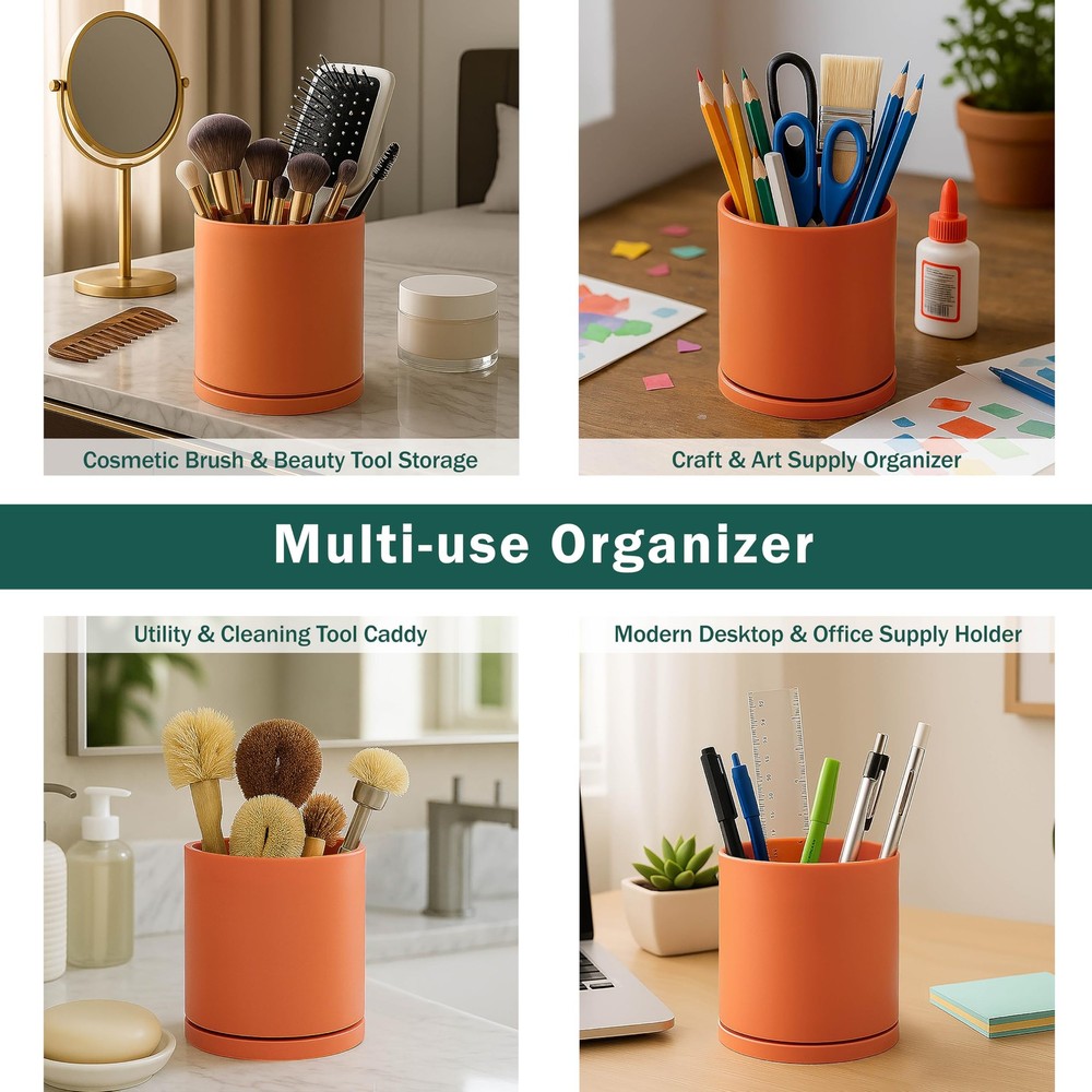 D'vine Dev 360° Rotating Utensil Holder – 5" Kitchen 5", Pumpkin