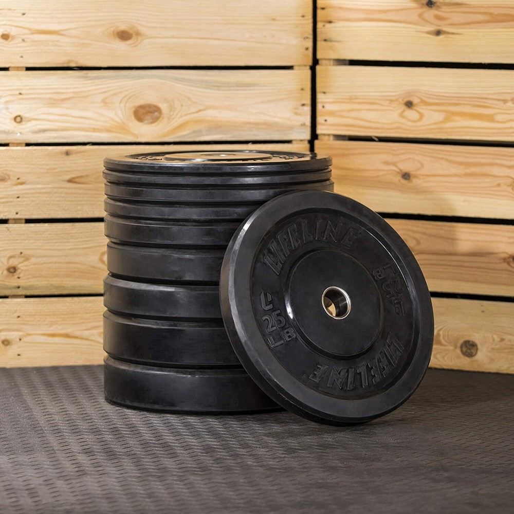 Lifeline Rubber Bumper Plate - Multiple Weight Options Black