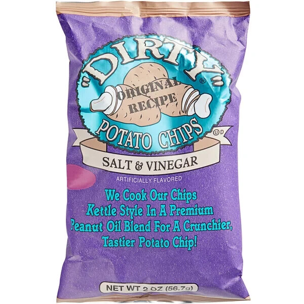 Dirty Potato Chips Salt and Vinegar Potato Chips 2 oz. - 25/Case