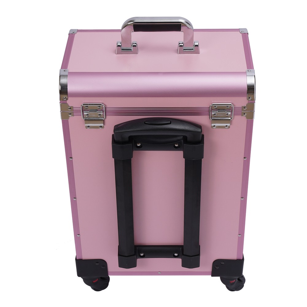 Rolling Makeup Train Case with Drawers Professional Cosmetics Storage Organizer