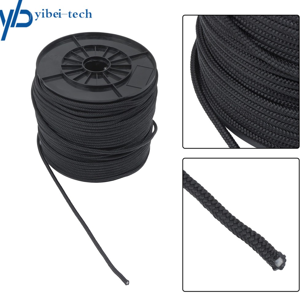 1/4 Inch Nylon Polyester Cord 500 Foot Spool Solid Braid Industrial Grade Black