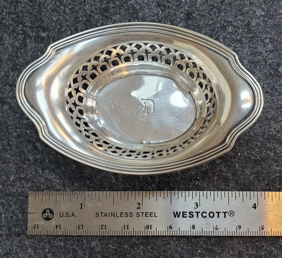 Small Oval 4" Sterling Silver Dish - 25+ Grams - Monogrammed D - Scrap or Keep