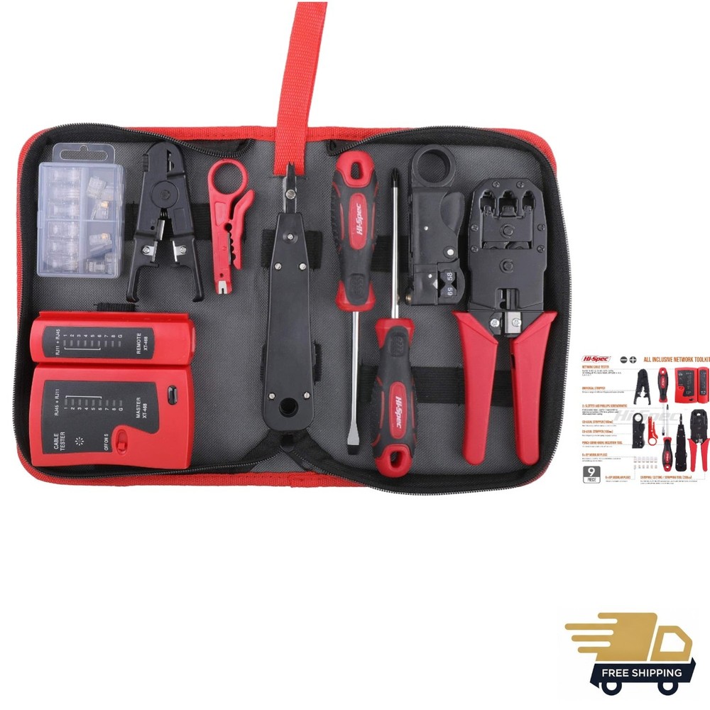 Lightweight Network Cable Tester Set: 9-Piece Crimping & Stripping Solutions