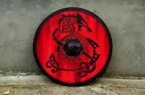 Medieval Shield)Viking Shield 24" Wooden Shield Heavy Fitted Metal