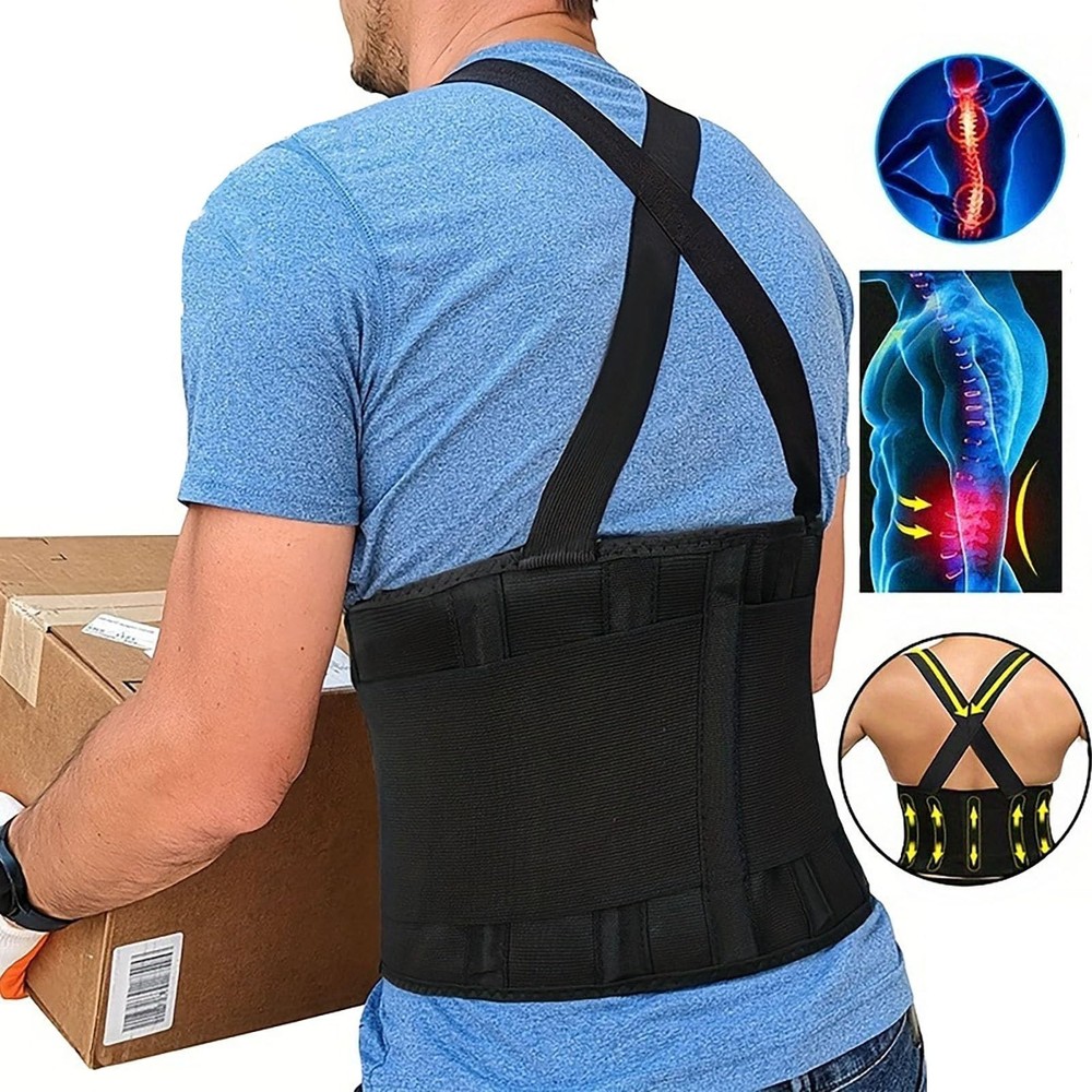 Working Lumbar Lower Back Brace Support Belt with Adjustable Straps - Back Pa...