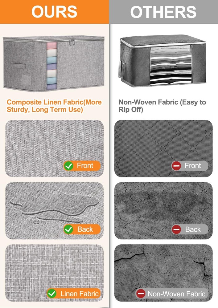 Punemi Comforter Storage Bag, 2 Pack Large Blanket Bags with Sturdy Structure