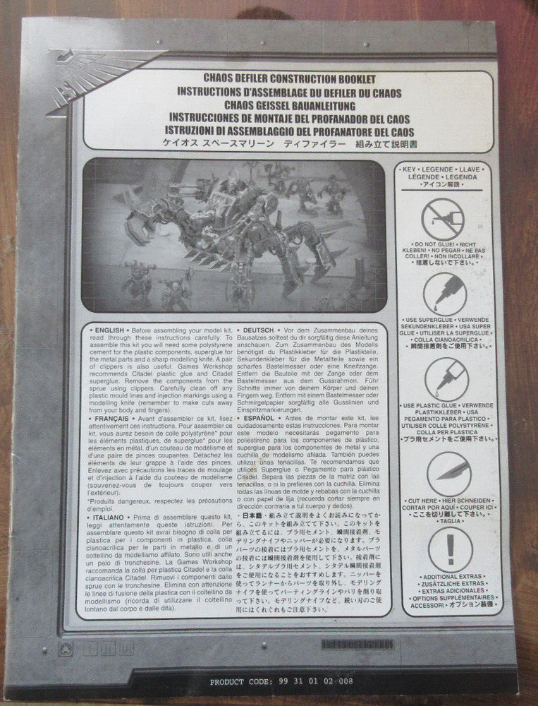 Warhammer Assembly Instruction Insert Booklet Chaos Defiler