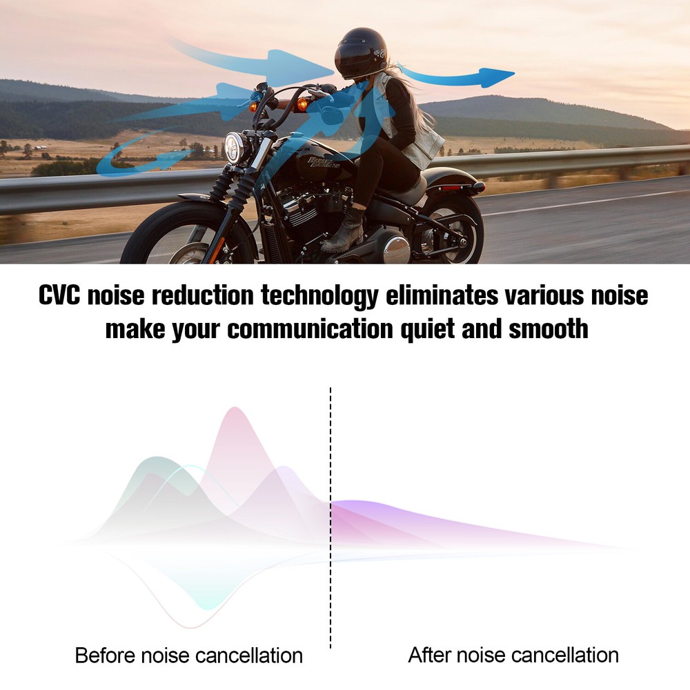 V6S Motorcycle Helmet Intercom Bluetooth Headset 2-way 1000m Communication FM