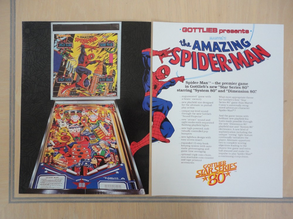 Spiderman Pinball Machine 2 Page Original Magazine Pull Out Advertisement