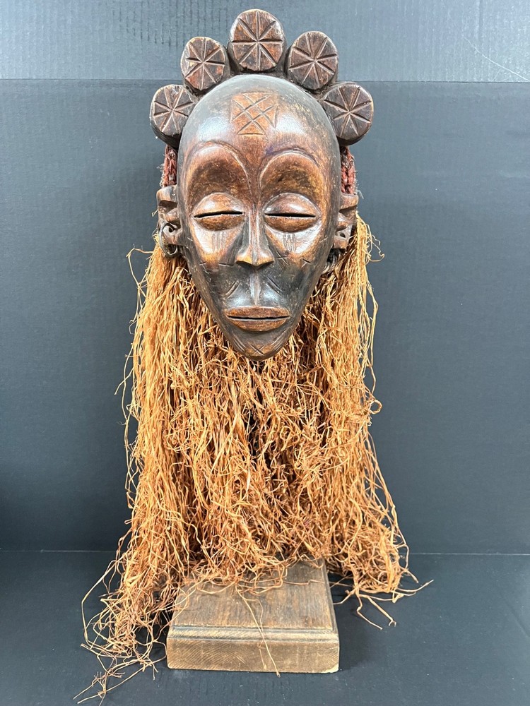 African Art Chokwe Mask with Stand