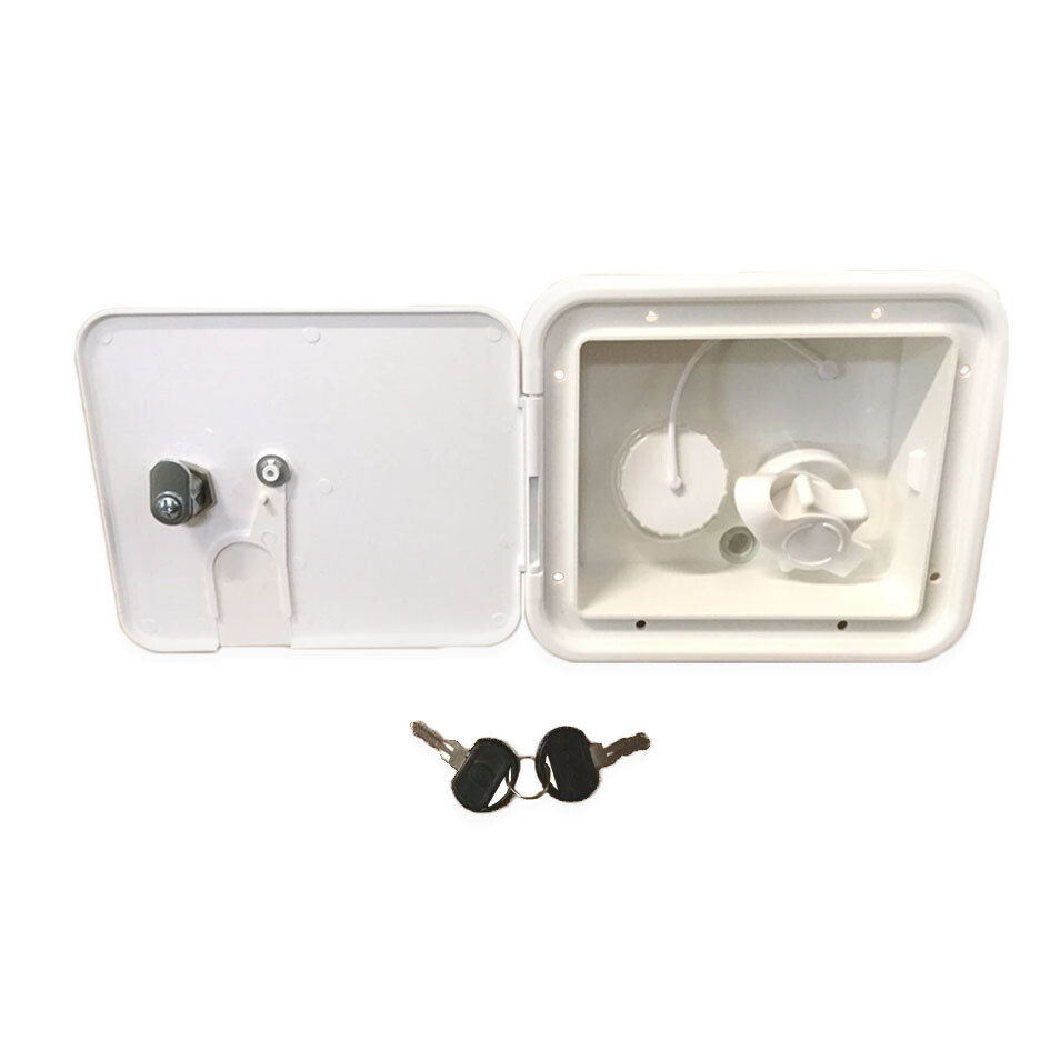 Valterra WHITE Gravity City Water Inlet Fill Dish Hatch Lock RV Trailer