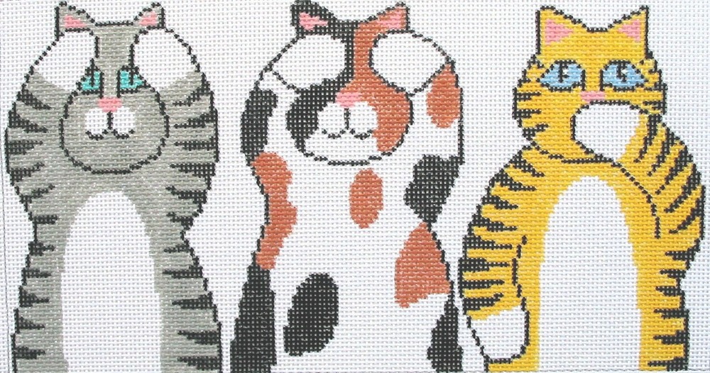 Hear, See, Speak Cat Hand Painted Needlepoint Canvas