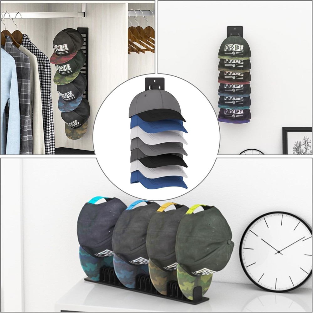 Hat Organizer - Holds 38 Caps with Easy Installation Options - 2-Pack