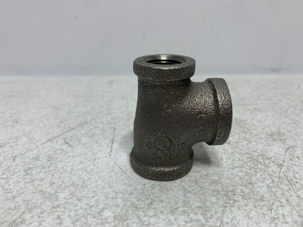 3/4" 3/4" x 1/2" x 3/4" Black Iron Reducing Tee Malleable Iron (lot of 14)