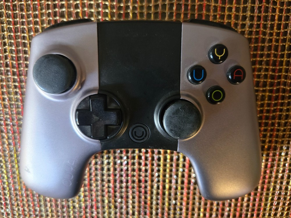 2 Official Genuine OUYA Wireless Controllers Silver/Black TESTED & Working