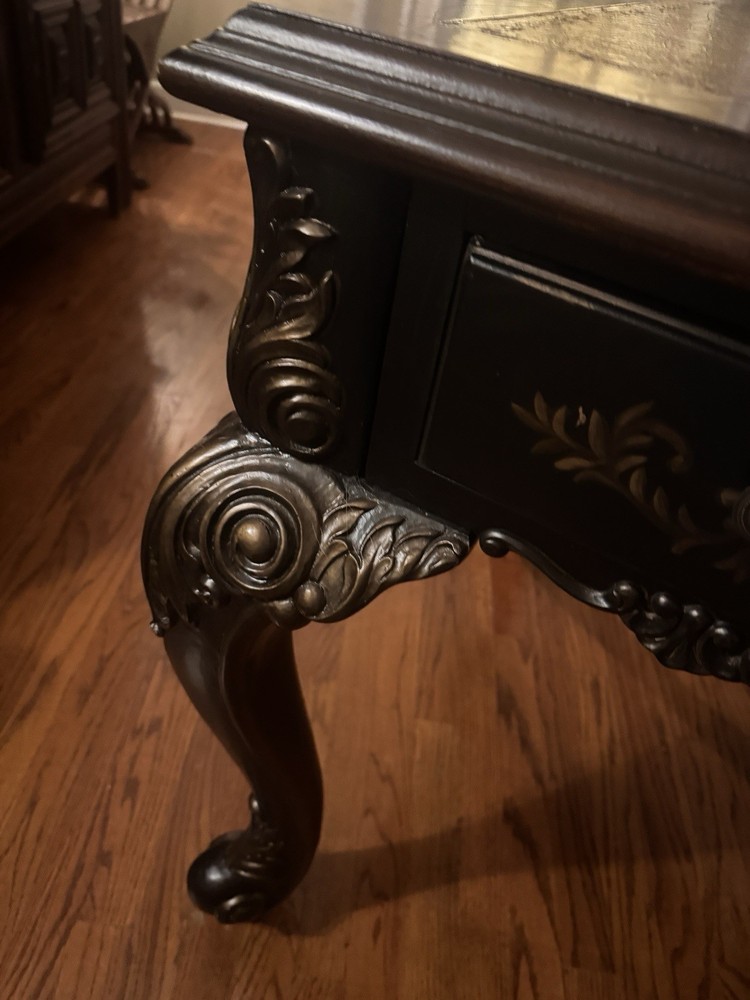 Solid Wood Desk With 3 Drawers Antique Look