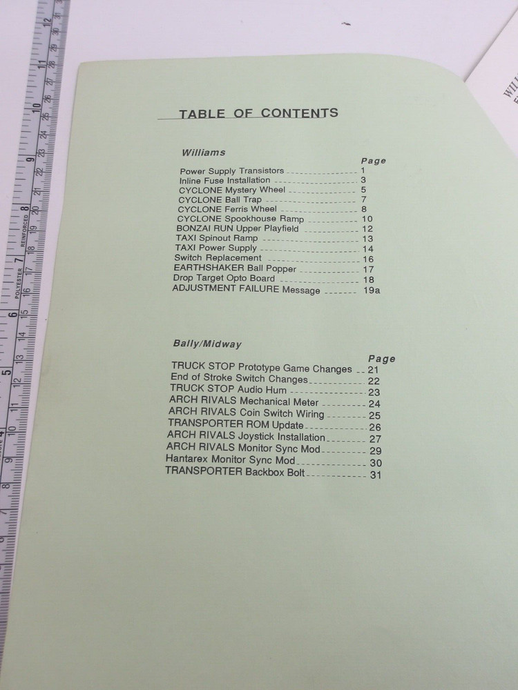 Williams: - 1989 Service Bulletin Book