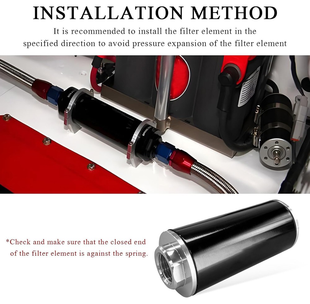 High Flow 100 Micron Inline Fuel Filter Cleanable AN6 AN8 AN10 Adapter Fitting