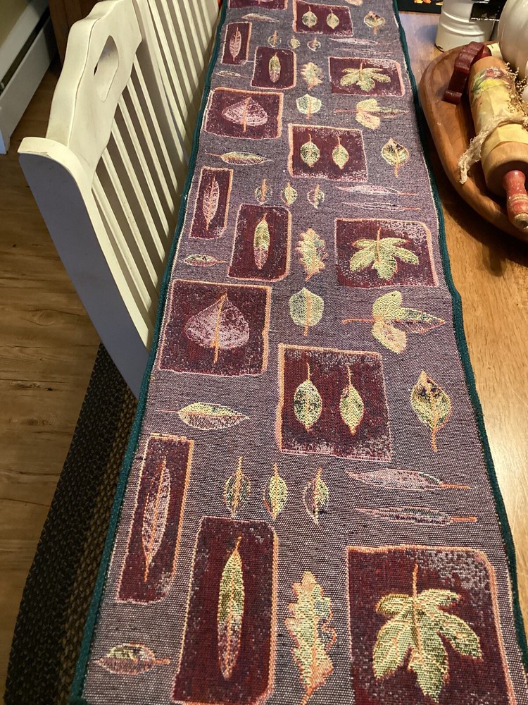 Fall Autumn Leaves Tapestry Table Runner 70"X 13"