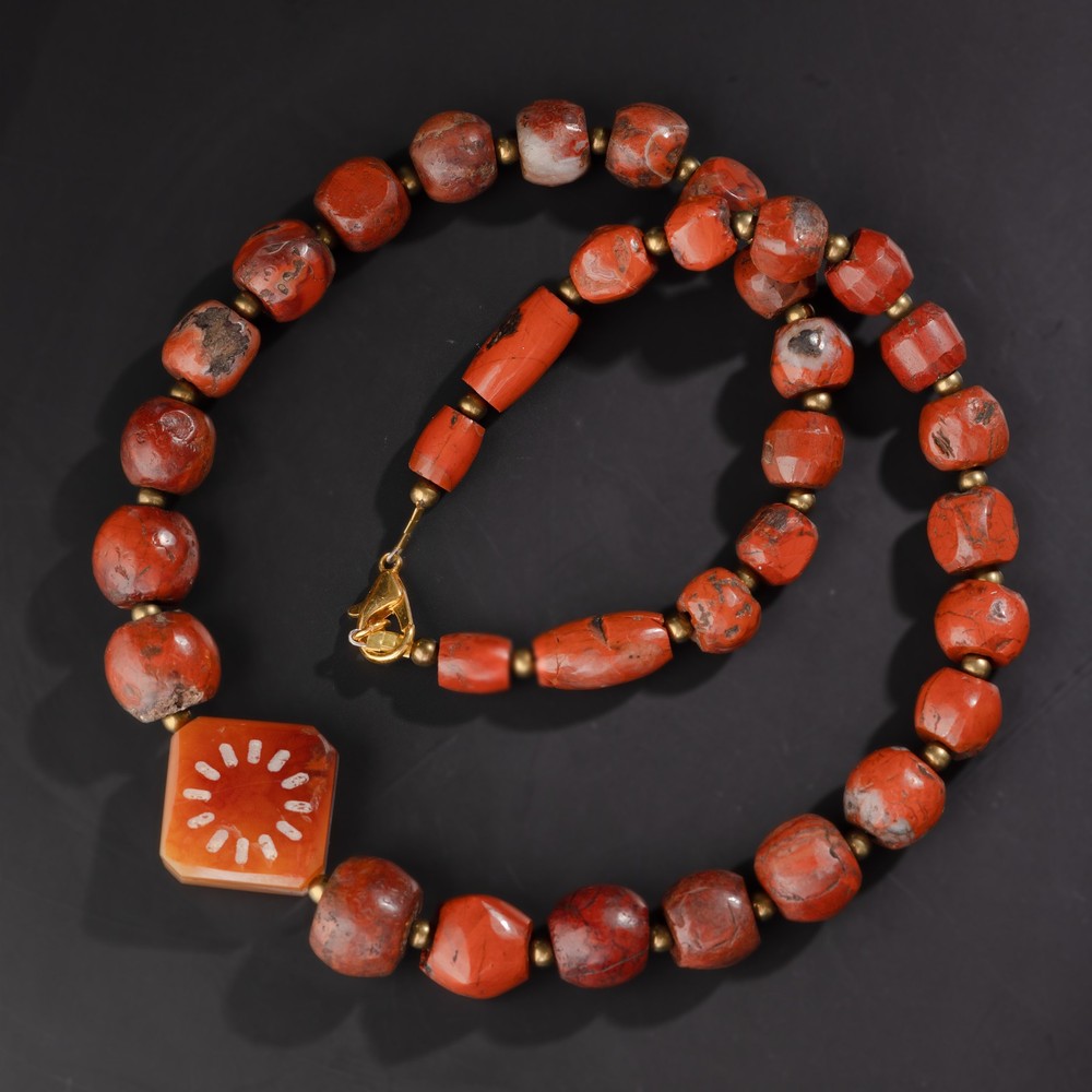 Ancient Bronze Age Jasper Bead Necklace