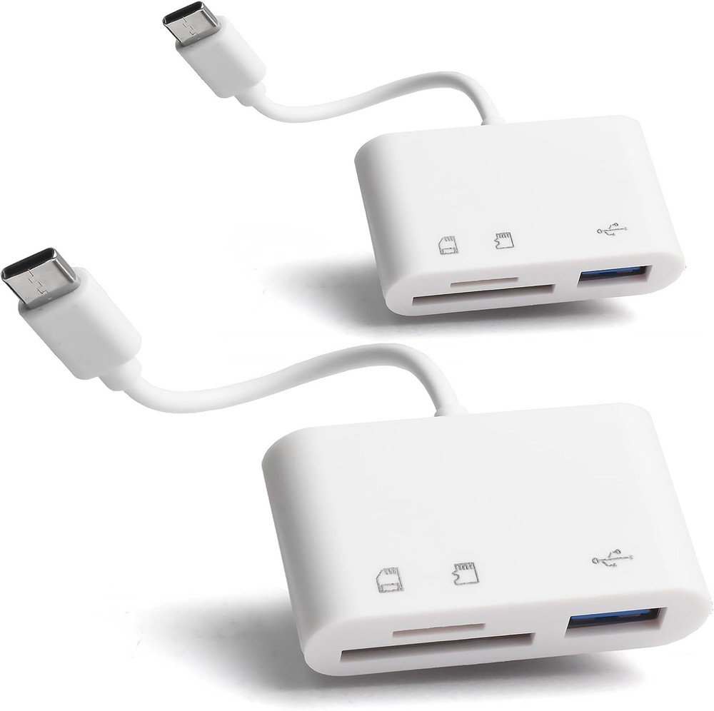 [2 Pack] SD Card Reader for Android, Micro to USB Adapter, White
