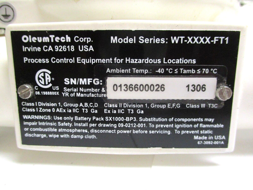 OLEUM TECH, WT-0900-FT1, WIRELESS FLOW TOTAL TRANSMITTER, CLEAN - USED