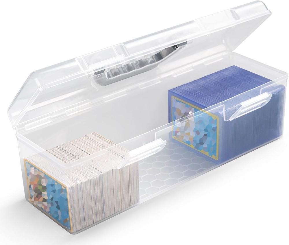 Impact Resistant Toploader Storage Box - Large Capacity for 750 Cards & Handle