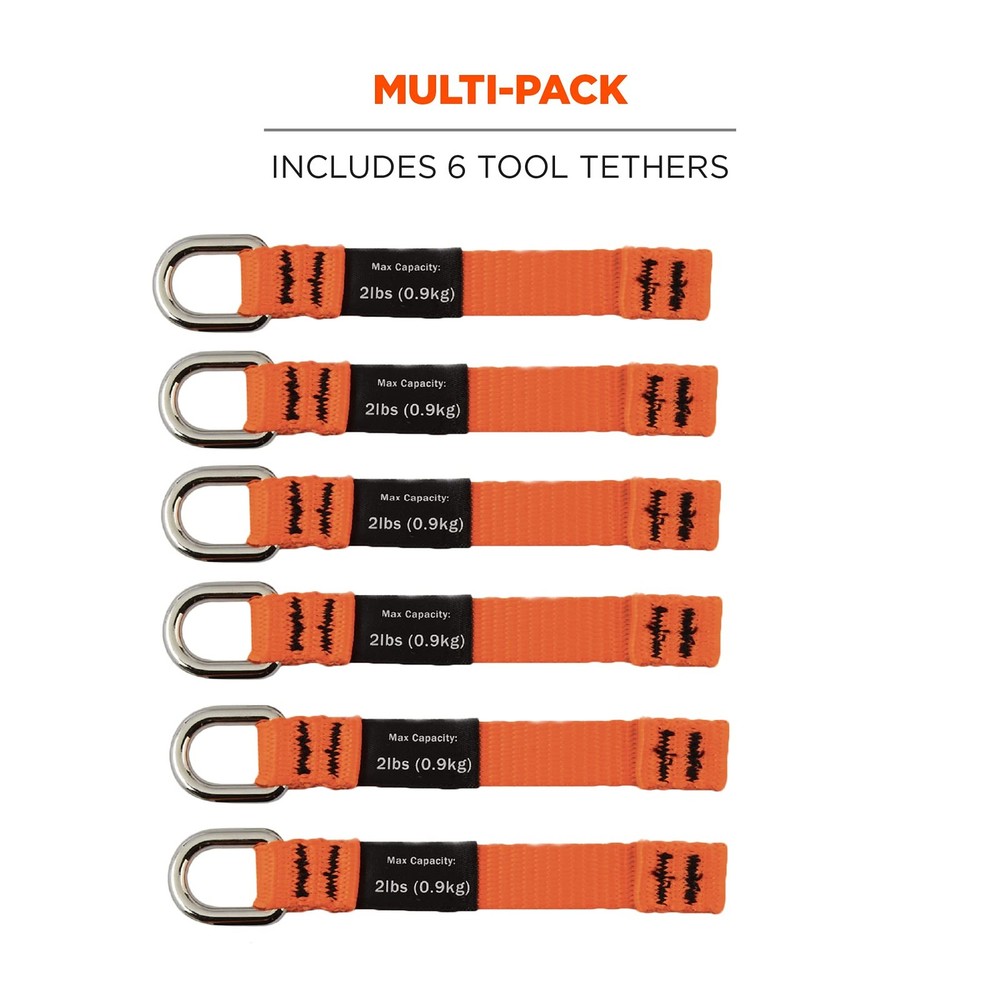 Ergodyne Squids 3700 Web Tool Tail Attachments, 6-Pack, 2 Pounds, Medium Leng...