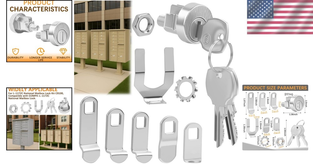 All-Weather 10 Pack Mailbox Lock Set - Secure L-1172C Replacement with Keys