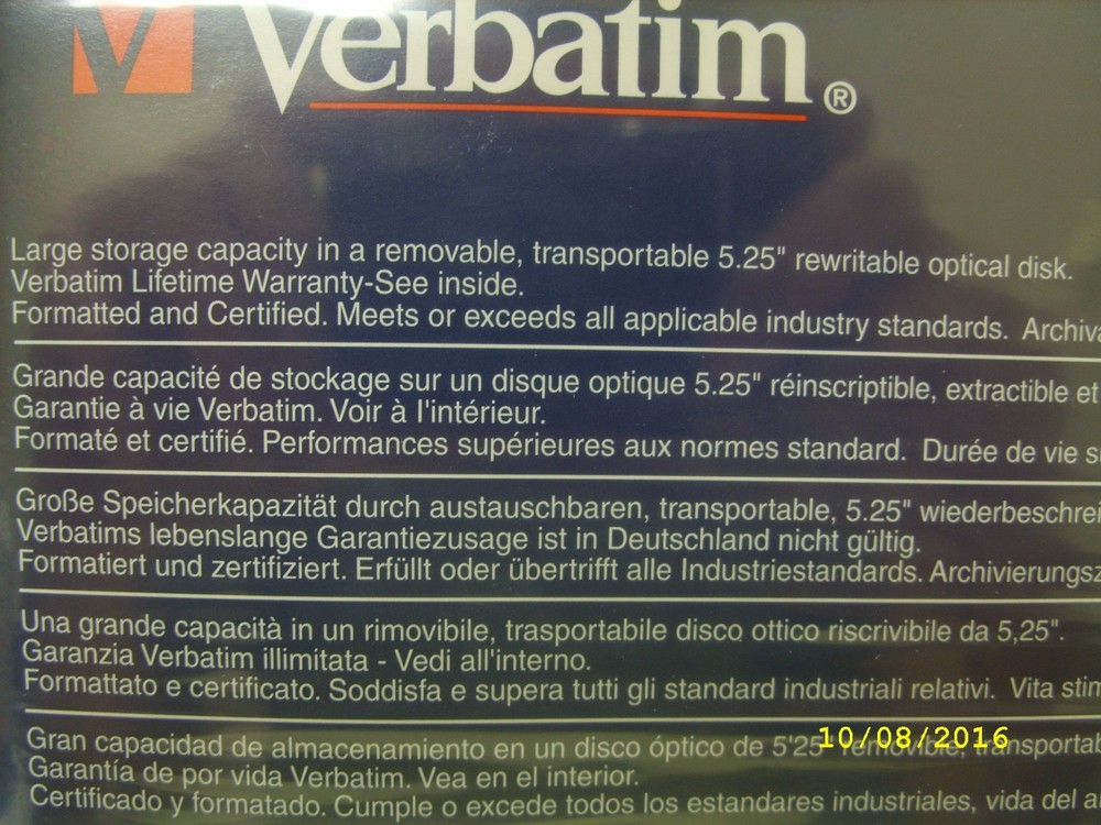 Verbatim Rewritable Optical Disk - # 92841 - 4.1GB - 5.25" - 512 Bytes - 5 PACK