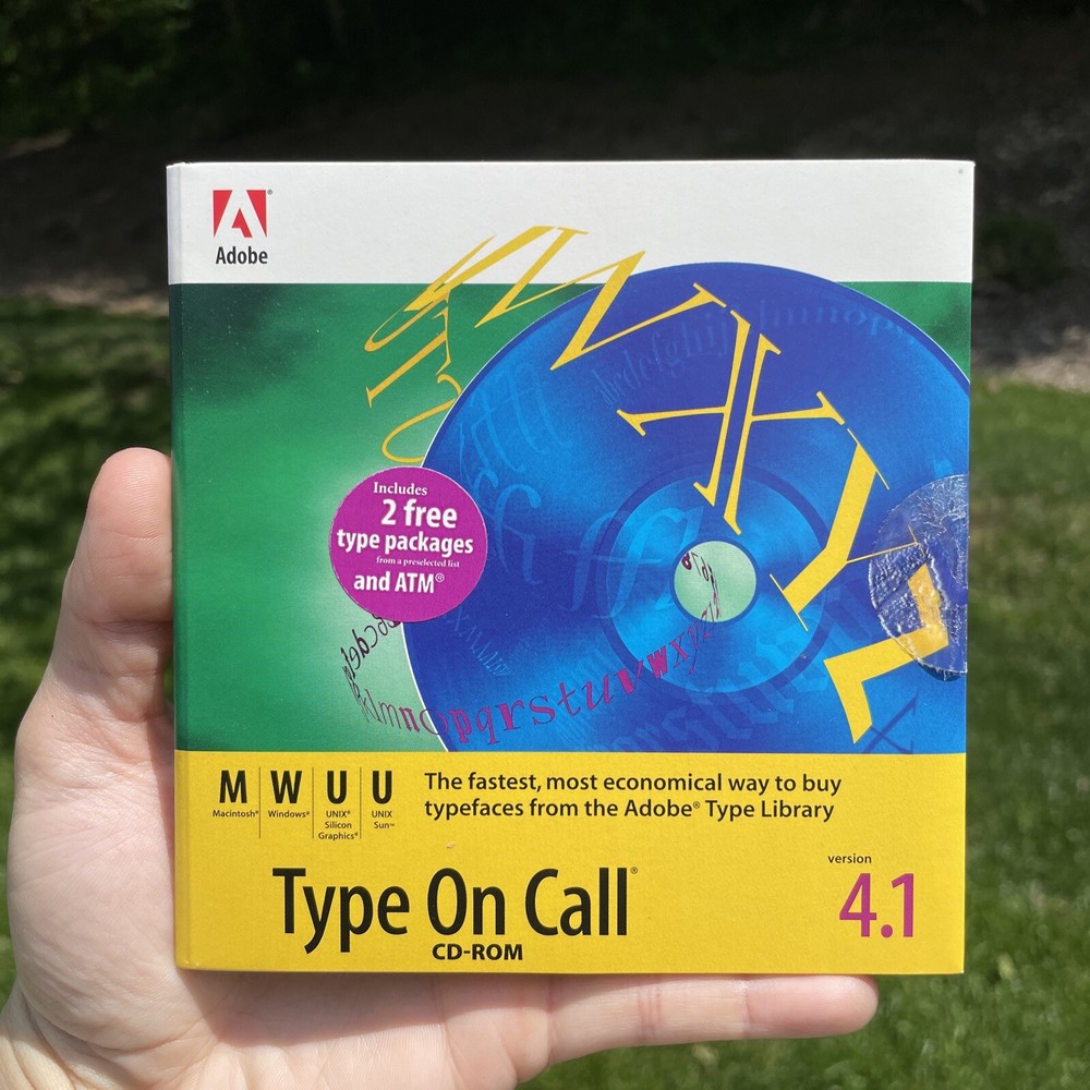 Adobe Type On Call Version 4.1 Macintosh Windows Unix Sun Font Typefaces CD-ROM