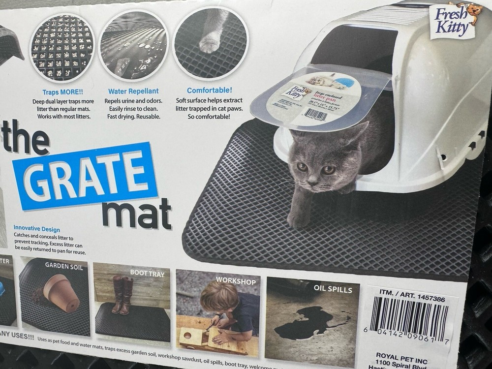 Fresh Kitty Original Premium Durable Grate Litter Cat Mat, Large, No