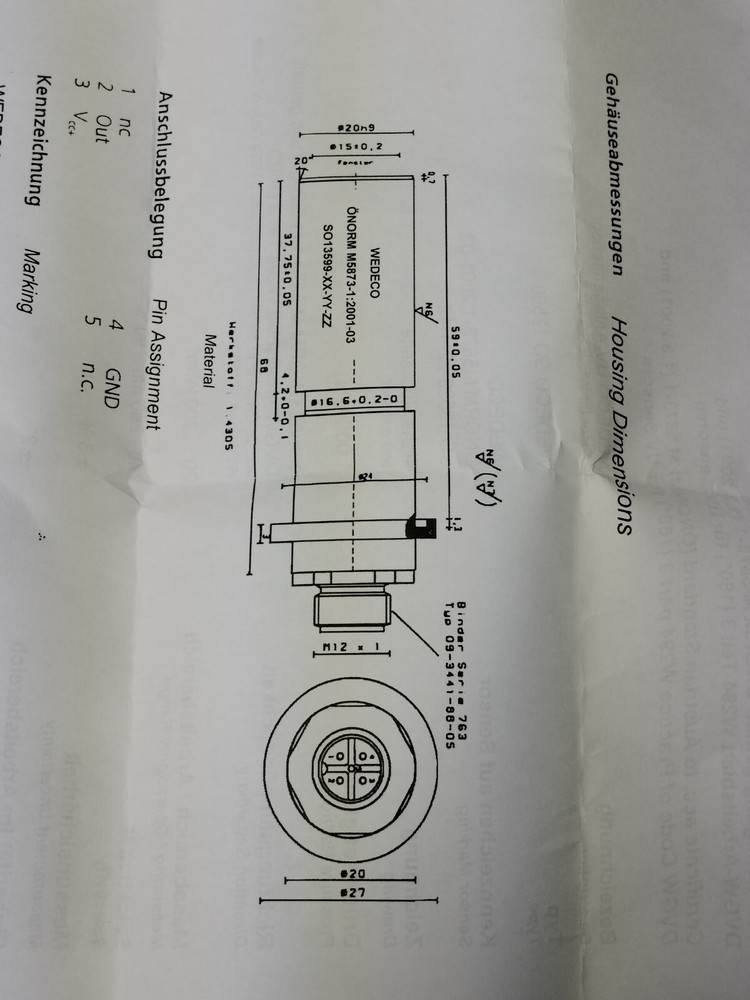 Wedeco ONORM M 5873-1-2001-03 UV Sensor NEW! Made in Germany
