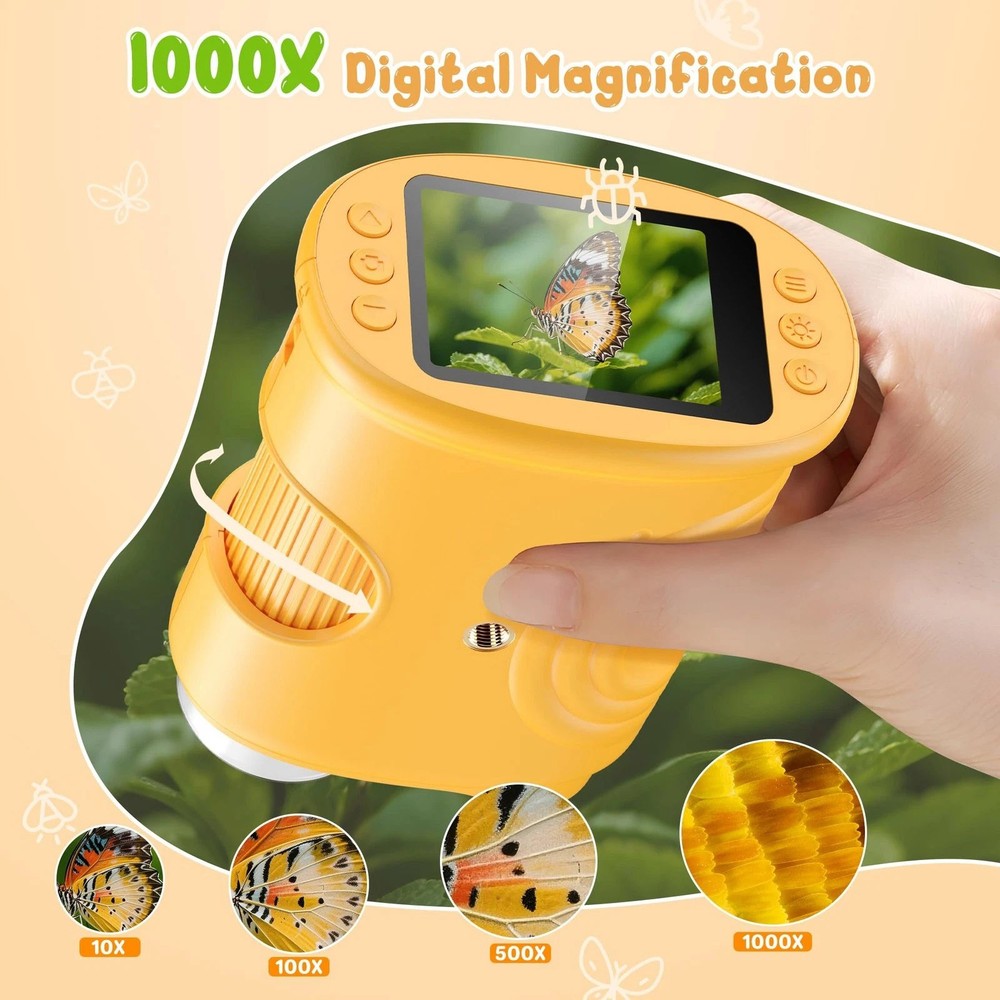 Digital Handheld Microscope 1000x Portable with 2.0 Inch Screen for Kids Science