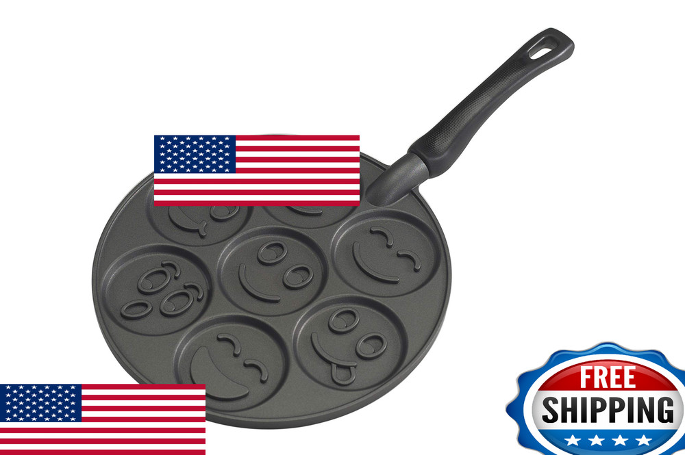Nordic Ware Smiley Face Pancake Pan, Silver, 10.5-inch